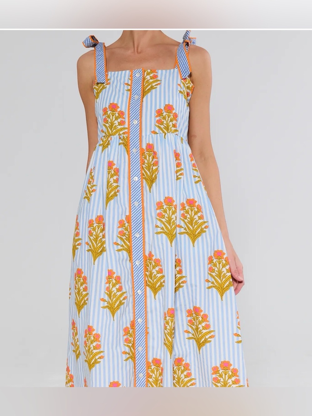 New Avara THML Blue Floral Print Maxi Dress Sundress Sz S Small